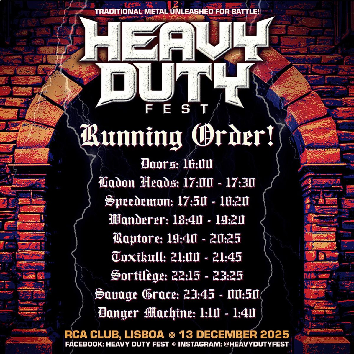 Heavy Duty Fest Running Order