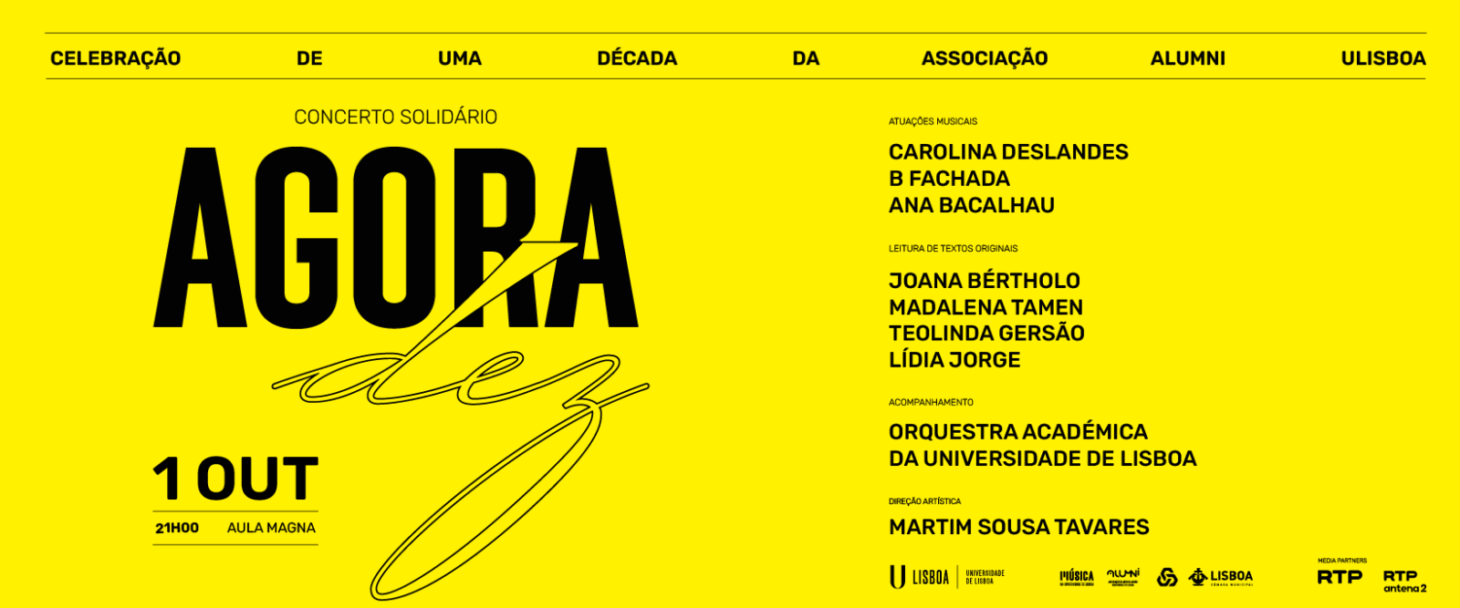 “Agora Dez” cruza música e literatura na Aula Magna a 1 de outubro